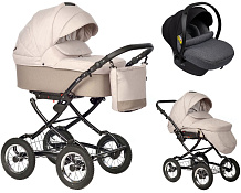 Детская коляска Indigo Barbara 21 Classic 3 в 1 с автокреслом Avionaut Cosmo Grey Ba08 бежевый