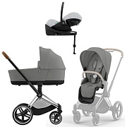 Коляска Cybex Priam IV Chrome Brown complete Cloud G Fog Grey Base G 3 в 1 Mirage Grey