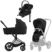 Коляска Cybex Priam IV Matt Black complete Aton S2 Moon Black Base One 4 в 1 Sepia Black