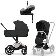 Коляска Cybex Priam V Rosegold Style Cloud G3 Stone Grey Plus Base G3 4 в 1 Sepia Black