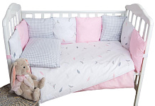 Комплект в детскую круглую кроватку Сонный Гномик Стрекоза-Егоза 7 предметов розовый