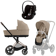 Коляска Cybex Priam IV Rosegold complete и автокресло Cloud G i-Size Moon Black Plus 3 в 1 Cozy Beige