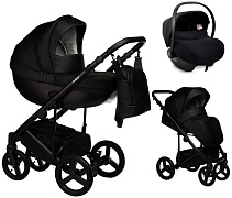 Детская коляска Indigo Tour Eco 3 в 1 с автокреслом Avionaut Cosmo Black Te06 черная кожа