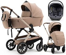 Коляска Agex Prima Pro 3 в 1 с автокреслом i-Team ATG080 Grey APP232 Beige (Бежевый)