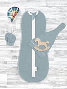 Комплект для новорождённого Mjolk Пыльный голубой пеленальный кокон, шапочка, антицарапки 56