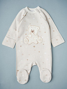 Комбинезон на молнии Little Star Мишка со звездой 0208 (ЧЗ-мз) бежевые звезды 56