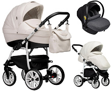 Детская коляска Indigo Indigo Special New 3 в 1 с автокреслом Avionaut Cosmo Grey Is01 белая кожа
