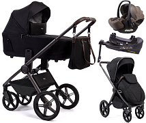 Детская коляска Peppy Monaco Thermo 4 в 1 с автокреслом Verona Brown и базой Black (черный), рама серо-коричневая