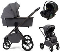 Детская коляска Peppy Monaco Plus 3 в 1 с автокреслом Jet Black Antrazit (графитовый), рама серая