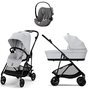 Коляска Cybex Melio Carbon Cloud G i-Size Lava Grey 3 в 1 Fog Grey с дождевиком