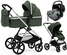 Коляска Agex Life 3 в 1 хромированная рама с автокреслом i-Safe Grey ALC613 Crocodile (Зеленый)