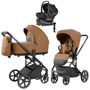Коляска Carrello Alfa CRL-6522 2025 Vega CRL-14101 Absolute Black с базой Isofix 3 в 1 Honey Beige