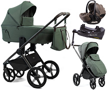 Детская коляска Peppy Monaco Thermo 3 в 1 с автокреслом Verona Brown Green (зеленый), рама серо-коричневая