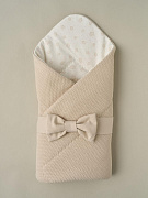 Конверт-одеяло на выписку с лентой весна-осень Little Star 3134 бант, экрю, короны