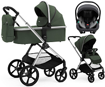 Коляска Agex Life 3 в 1 хромированная рама с автокреслом i-Team ATG519 Grey ALC613 Crocodile (Зеленый)