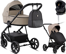 Детская коляска Tutis Enzo 4 в 1 с автокреслом Beno Black и базой 1702545 Камень/ Dune