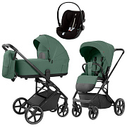 Коляска Carrello Alfa CRL-6522 2025 Cybex Cloud G i-Size Moon Black Plus 3 в 1 Meadow Green