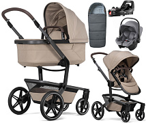 Детская коляска 4 в 1 Joolz Day 5 и автокресло Baby-Safe Core Frost Grey и база Vario Base 5Z без адаптеров + конверт в подарок Sandy taupe