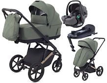 Детская коляска Rant Garda 4 в 1 с автокреслом Evomax Grey и базой Olive