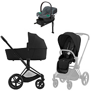 Коляска Cybex Priam IV Matt Black complete Aton B2 Steel Grey Base One 3 в 1 Sepia Black