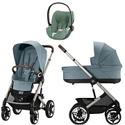 Коляска Cybex Talos S Lux TPE complete Cloud T Leaf Green Plus 3 в 1 Stormy Blue с дождевиками