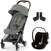 Коляска Cybex Coya Chrome Frame Cloud G i-Size Moon Black Plus 2 в 1 Mirage Grey с дождевиком