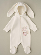 Комбинезон Little Star Лапочка Дочка с отстегивающимся капюшоном футер с начесом 823015 (ЧЗ-мз) кремовый 62