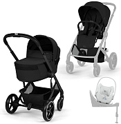 Коляска Cybex Balios S Lux Fold Cot BLK Cloud T Urban Mobility White Base T 4 в 1 Moon Black с дождевиками