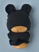 Шапка-котелок и снуд Little Star Мишка рибана начес 80932 темно-серый 36