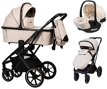 Детская коляска Peppy Tecla 3 в 1 с автокреслом Verona Beige Stone Chrome Edition Бежевый
