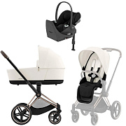 Коляска Cybex Priam IV Rosegold complete Cloud T Sepia Black Base T 3 в 1 Off White