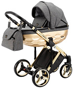 Детская коляска Adamex Chantal Star Collection 3 в 1 STAR001 ГРАФИТ+ЗОЛОТО БЛЕСТКИ+ЗОЛОТО РАМА