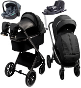 Детская коляска AmaroBaby Genius 4 в 1 с автокреслом Rant Miro Graphite и базой черный