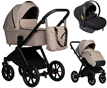 Детская коляска Indigo Solio 3 в 1 с автокреслом Avionaut Cosmo Black So02 св.бежевый