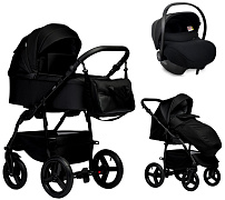 Детская коляска Indigo Impulse Eco 3 в 1 с автокреслом Avionaut Cosmo Ie08 черная кожа/черный