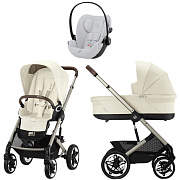 Коляска Cybex Talos S Lux TPE complete Cloud G Fog Grey 3 в 1 Seashell Beige с дождевиками