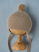 Шапочка вязаная с пом-поном Little Star Капитошка 0075 (ЧЗ-нк) темно-бежевый 36