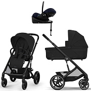 Коляска Cybex Balios S Lux BLK complete Cloud G Ocean Blue Plus Base G 4 в 1 Moon Black с дождевиками