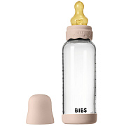 Стеклянная бутылочка Bibs Boheme для кормления с латексной соской, средний поток, 240 мл 50202244 Blush