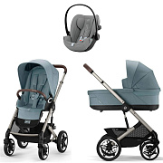 Коляска Cybex Talos S Lux TPE Cloud G3 Stone Grey Plus 3 в 1 Stormy Blue с дождевиками