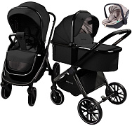 Детская коляска AmaroBaby Motus V2 3 в 1 с автокреслом Rant Miro Beige черный