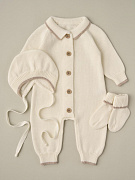 Комбинезон с воротником, носочки, чепчик для мальчика Little Star 0952-3 (ЧЗ-мз) крем/бежевый лайт 62