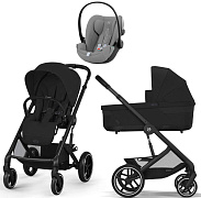 Коляска Cybex Balios S Lux BLK 2025 Cloud G i-Size Stone Grey Plus 3 в 1 Moon Black с дождевиками