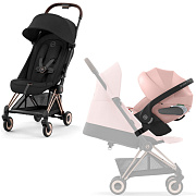 Коляска Cybex Coya Rosegold Frame Cloud T i-Size Peach Pink Plus 2 в 1 Sepia Black с дождевиком и бампером