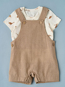 Футболка с песочником Little Star Дино 265005 (мз) крем/темно-бежевый 68