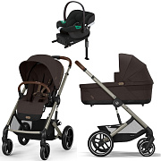 Коляска Cybex Balios S Lux TPE complete Aton B2 Volcano Black Base One 4 в 1 Chocolate Brown с дождевиками