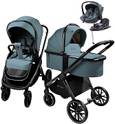 Детская коляска AmaroBaby Motus V2 4 в 1 с автокреслом Rant Miro Graphite и базой бирюзовый