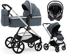 Коляска Agex Life 3 в 1 хромированная рама с автокреслом i-Team ATG519 Grey ALG590 Chrome Grey (Серый)