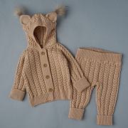 Кофточка с капюшоном и штанишки Little Star Рысёнок 0080 (ЧЗ-нк) бежевый лайт 62