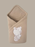 Конверт-одеяло на выписку вязаный весна-осень Little Star мишка малыш, серо-бежевый